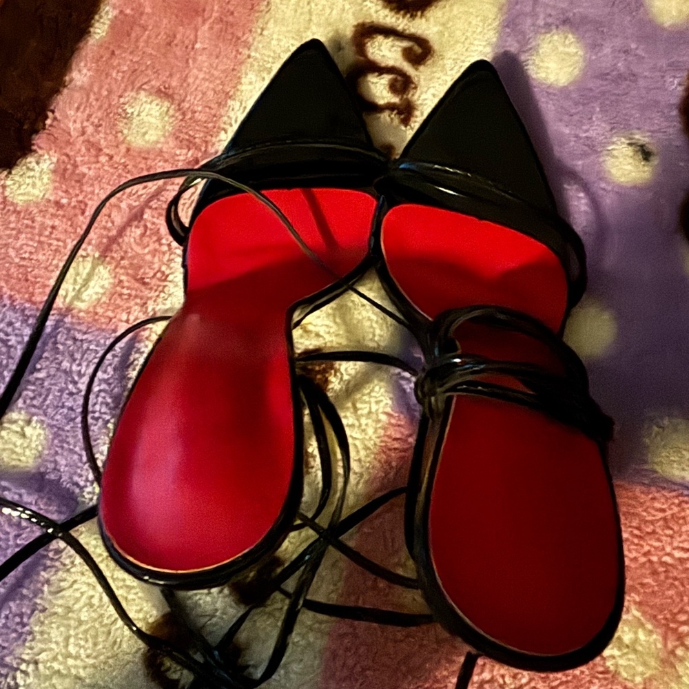 Black Lace-Up Stiletto Heels – Size 7.5 | Sexy Statement Shoes - Picture 2 of 6
